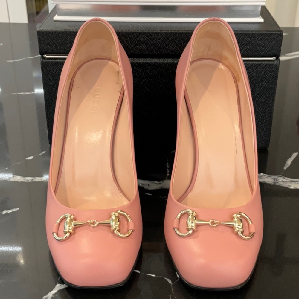 Gucci Leather Pumps with Gold Horsebit Hardware
